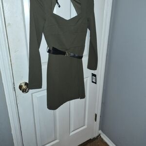 BCBG Olive Long-Sleeve Cutout Mini Dress with Belt
